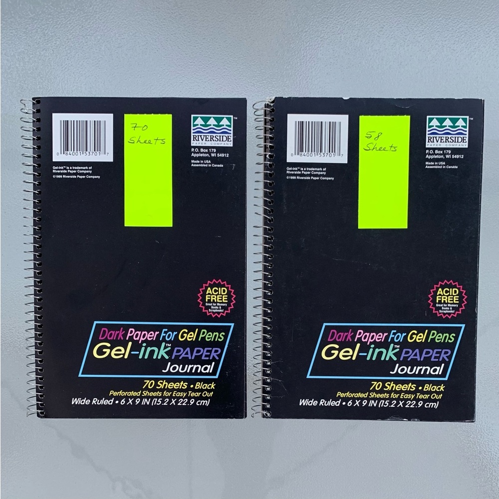 Riverside Gel Ink Paper Dark Black Acid Free Paper Journal Spiral Pads ~ 2 Pads - Picture 2 of 4